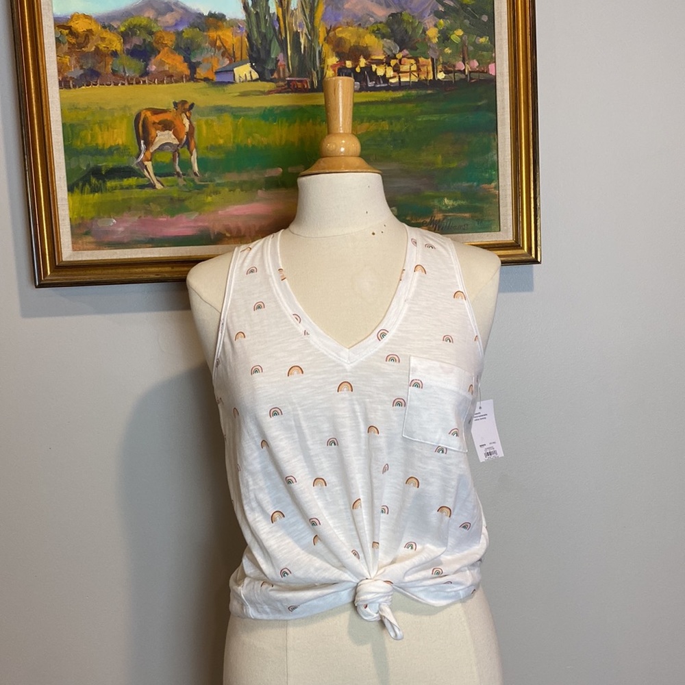 NEW!! | Small | Rainbow Print White Tank-top